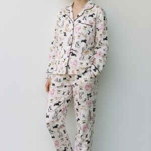 PJ Salvage Pink & Black Dog Print Pajama Set | Comfy Lounge Top & Bottom